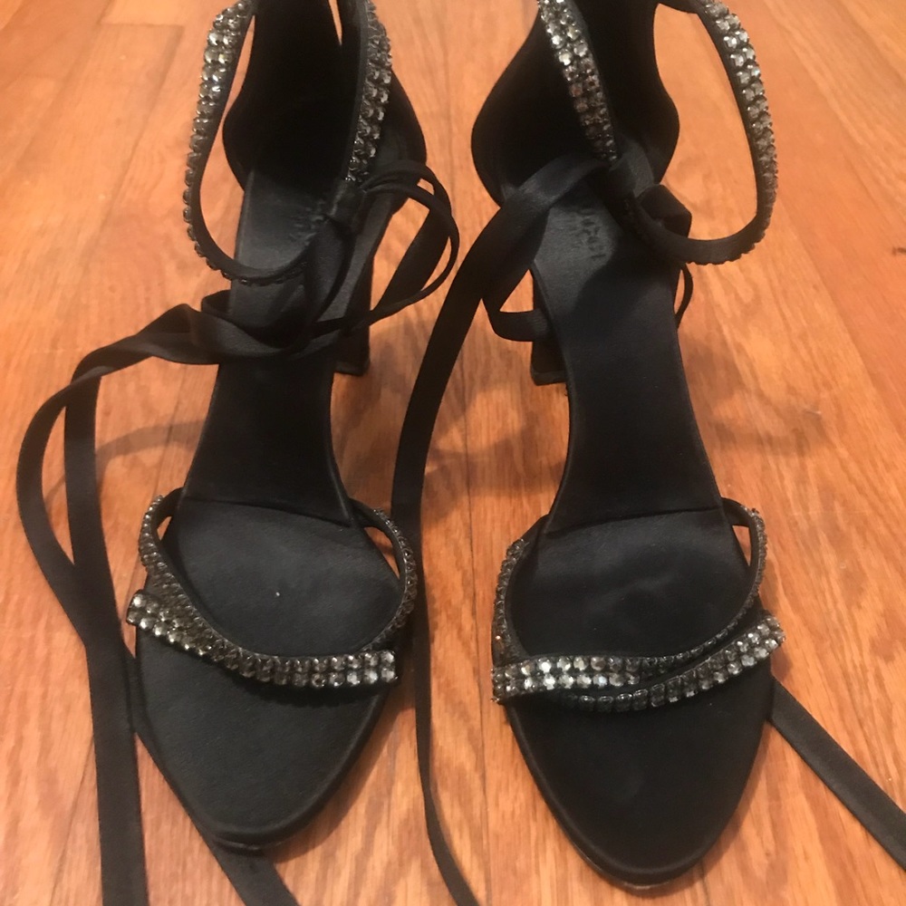 Gucci satin rhinestone heels